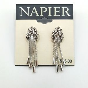 Napier Silver Knot Tassel Earrings
